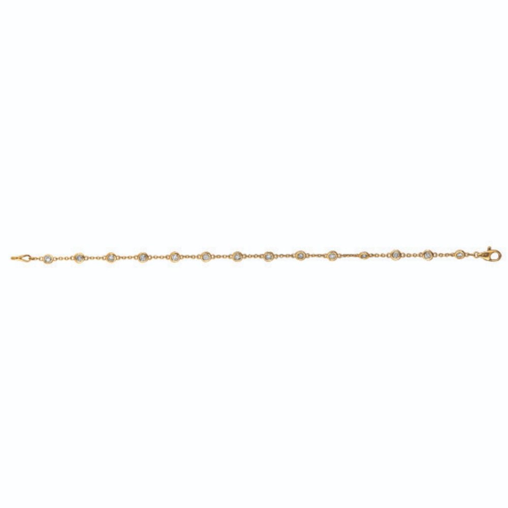 1.00 Carat Natural Diamond Bezel Bracelet G SI 14K Yellow Gold